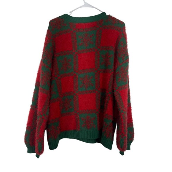 Holiday Time Ugly Christmas Sweater Bulldog Design SZ L Puff Sleeve Crew Neck - Picture 8 of 11